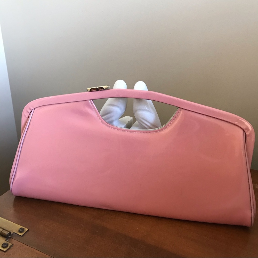 Vintage Pink Vinyl Clutch Purse